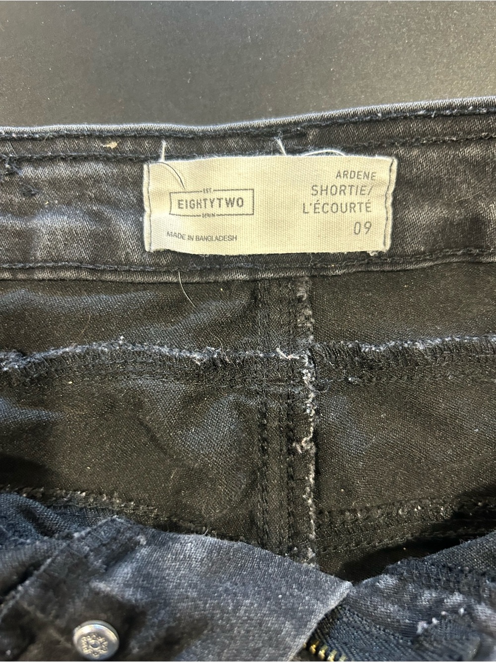 Women’s Black Denim Shorts - High Waist Zipper and Button Fly - Picture 3 of 4